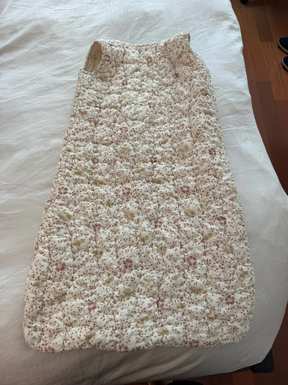 Coyuchi Quilted Floral Sleep Sack in Cream and Dusty Pink
